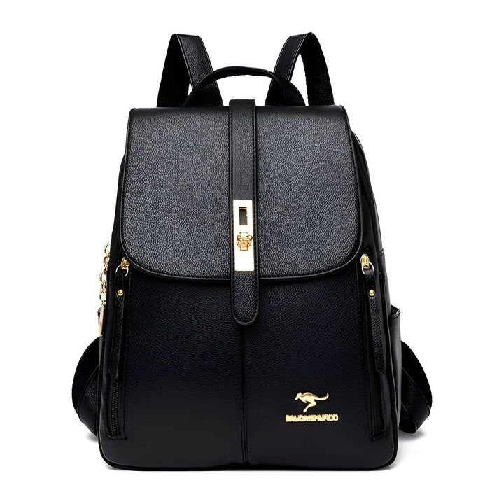 Stylish women's luxury PU leather backpack, perfect for everyday use & office, multi-compartment design.