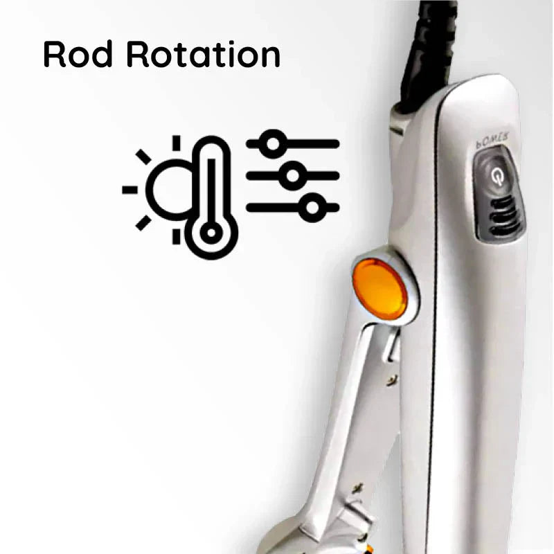 Versatile women's hair styler: rotating brush for volume, iron for sleek straightening or bouncy curls.