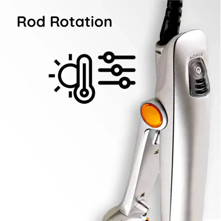 Versatile women's hair styler: rotating brush for volume, iron for sleek straightening or bouncy curls.