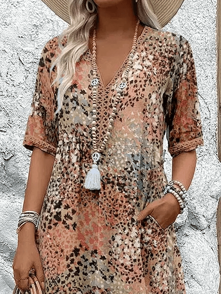 Elegant Ameline Ocean Breeze colorful summer maxi dress, ideal for resort and casual wear.