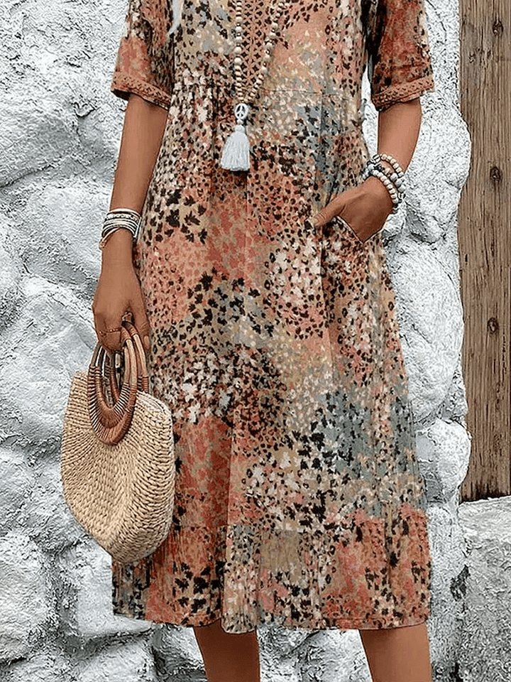 Casual boho Ameline Ocean Breeze women's summer maxi dress with a relaxed, flowy design.