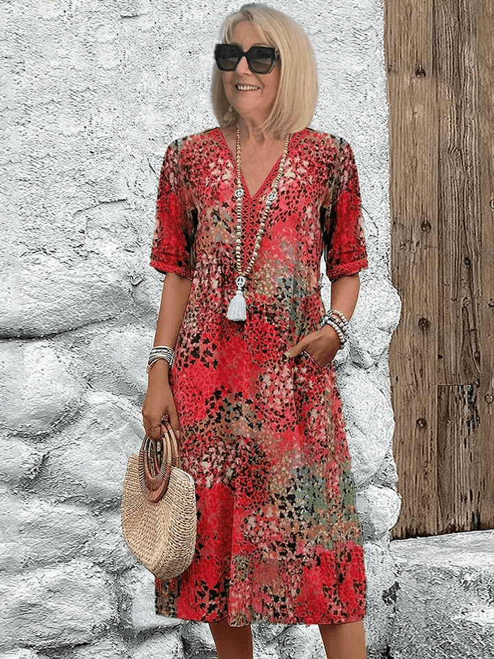 Ameline Ocean Breeze vacation dress, a vibrant women's maxi dress for summer beach days.