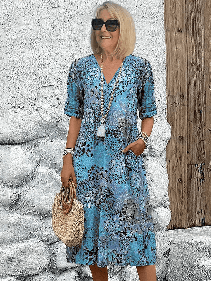 New Ameline Ocean Breeze women's summer maxi dress, a vibrant and elegant flowy design.
