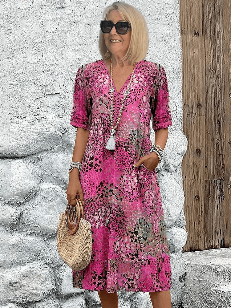 Full-length Ameline Ocean Breeze women's maxi dress, comfortable and stylish for summer.