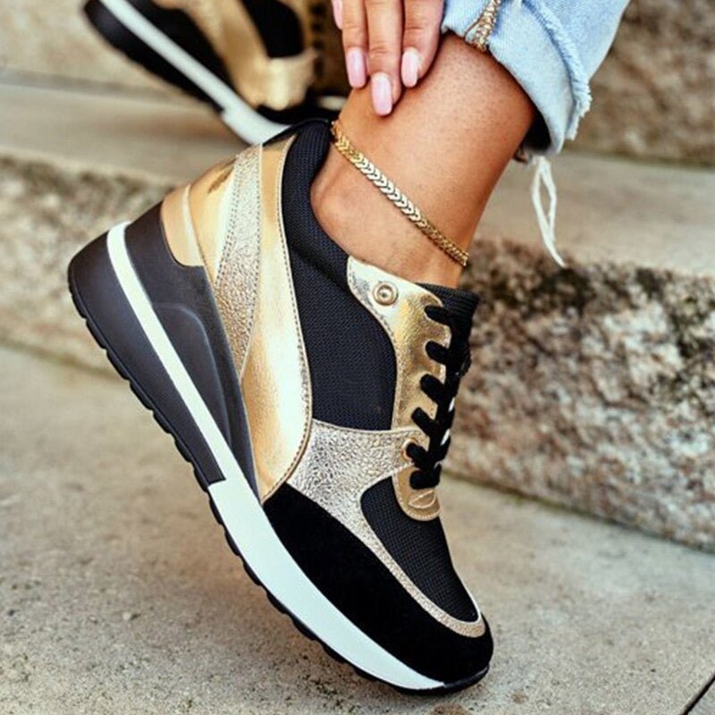 Side view of 'Aurora' women's non-slip sneakers, highlighting modern design & comfort features.
