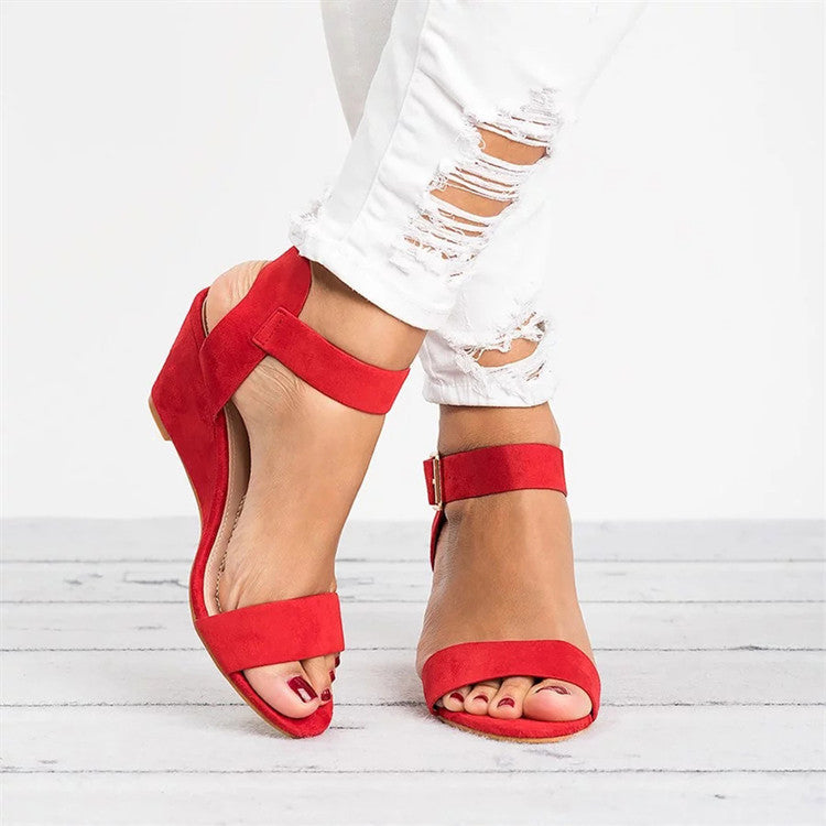 Stylish women's platform wedge sandals with an ankle strap, comfortable for all-day wear