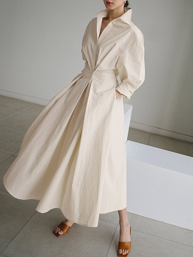 Women's belted button-front maxi shirt dress in a rich solid color, perfect for casual everyday wear.