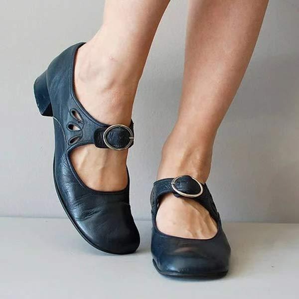 Women's black buckle strap casual flats, perfect for spring summer and everyday wear