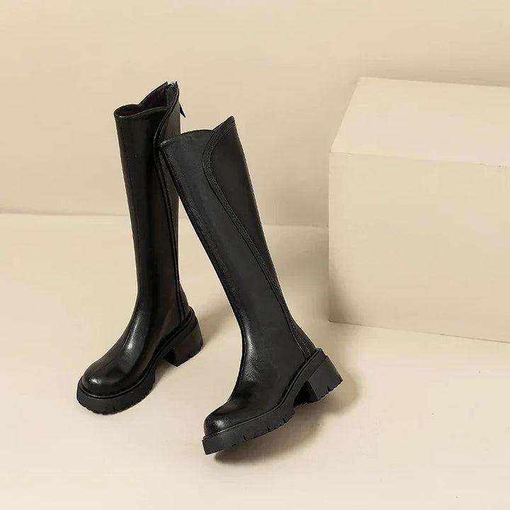 Detail of orthopedic technology in women's comfortable leather boot sole for support and health