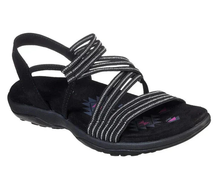 Pair of women's outdoor comfort sandals with ergonomic footbed and durable strappy design