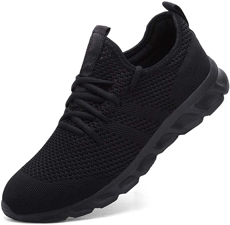 Comfortable women's walking shoes featuring a breathable knit upper and secure lace-up closure