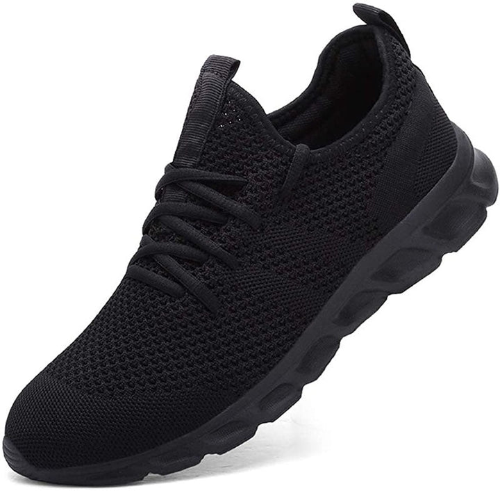 Comfortable women's walking shoes featuring a breathable knit upper and secure lace-up closure