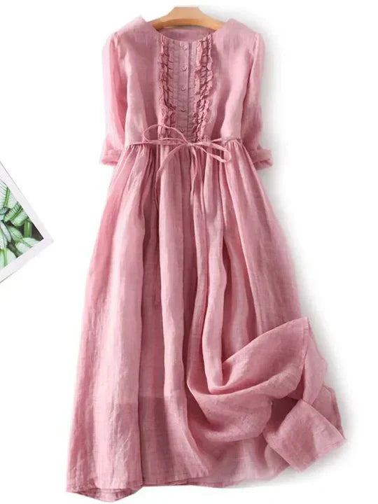 Stylish new women's breezy sundress, comfortable O-neck design for effortless summer style & vacations.