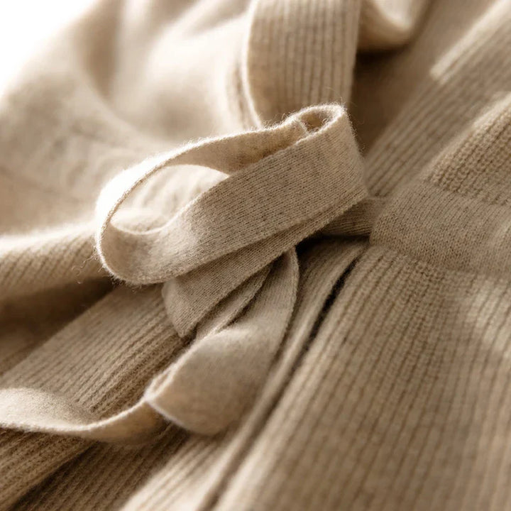 Sophisticated women's cashmere blend belted knit vest for office or casual wear