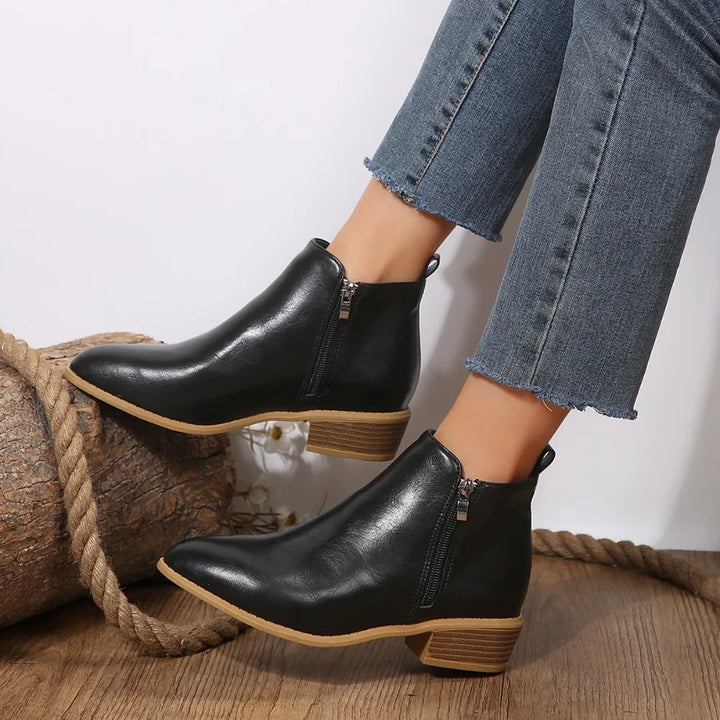 Women's casual ankle boots with side zip, perfect for everyday spring and summer wear