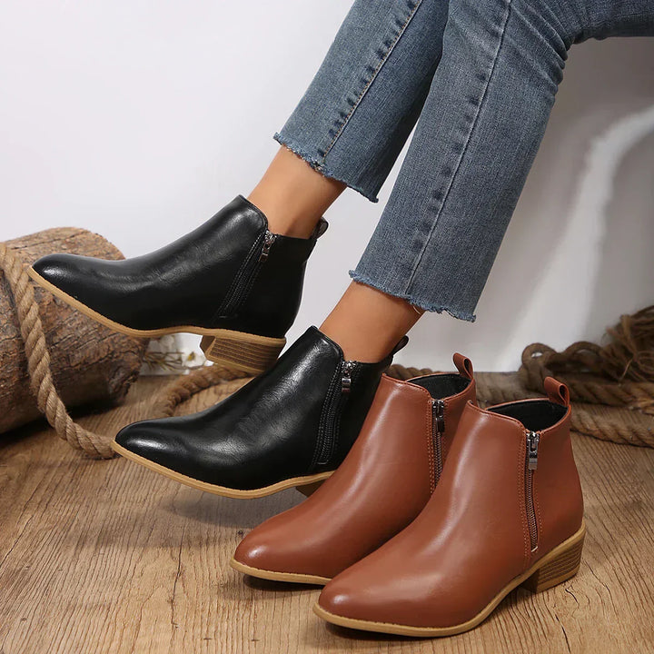 Chic women's ankle boots with side zipper, a versatile addition to any casual outfit