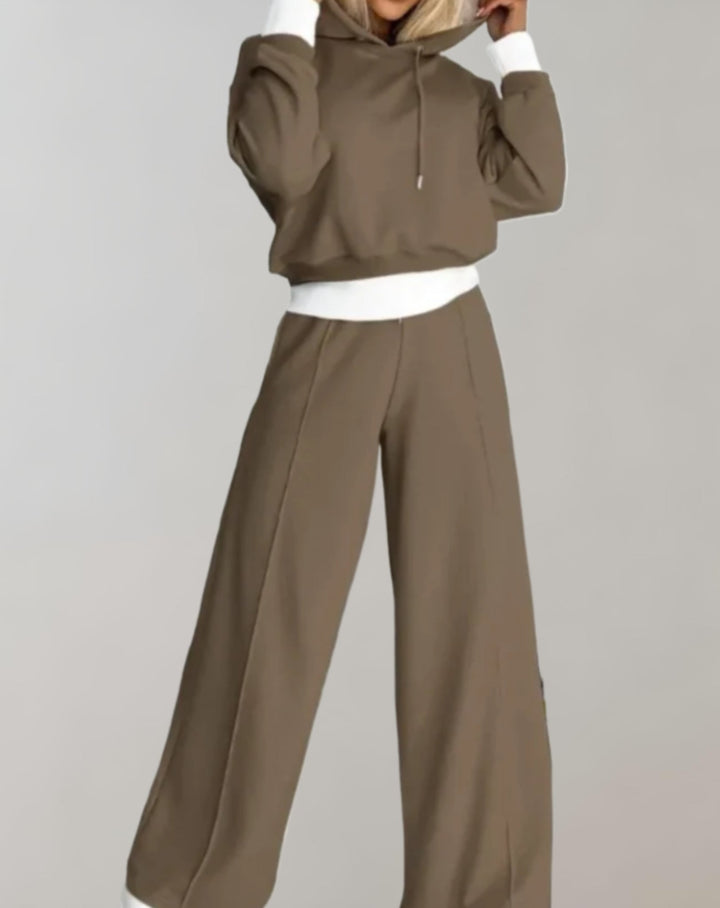 Everyday fashion women's tracksuit set with a hooded top and comfy bottoms, suitable for various activities.