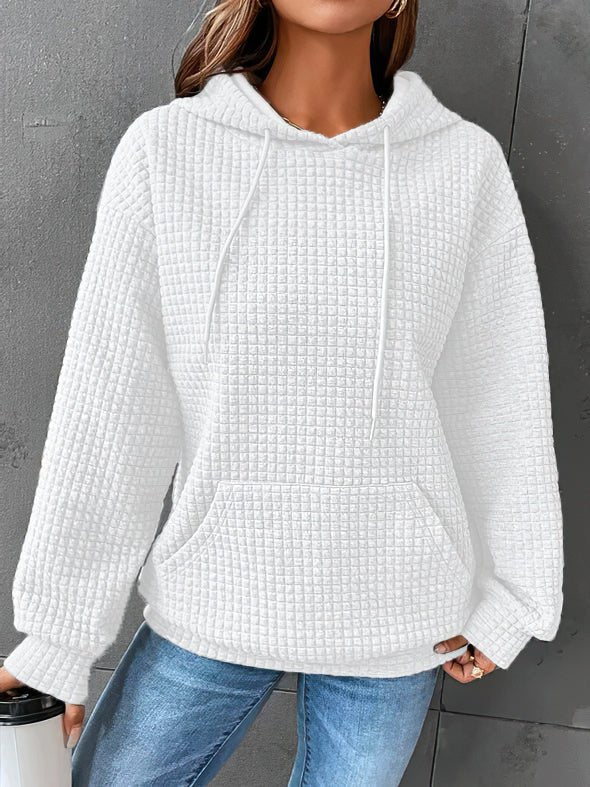 Everyday women's hooded pullover for spring, featuring a relaxed fit