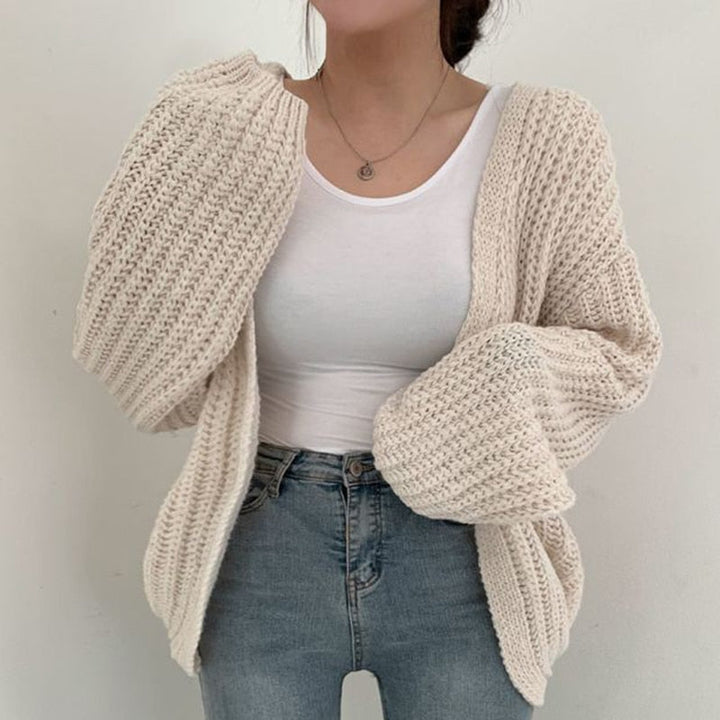 Open front casual cardigan for women, soft knit and oversized for layering