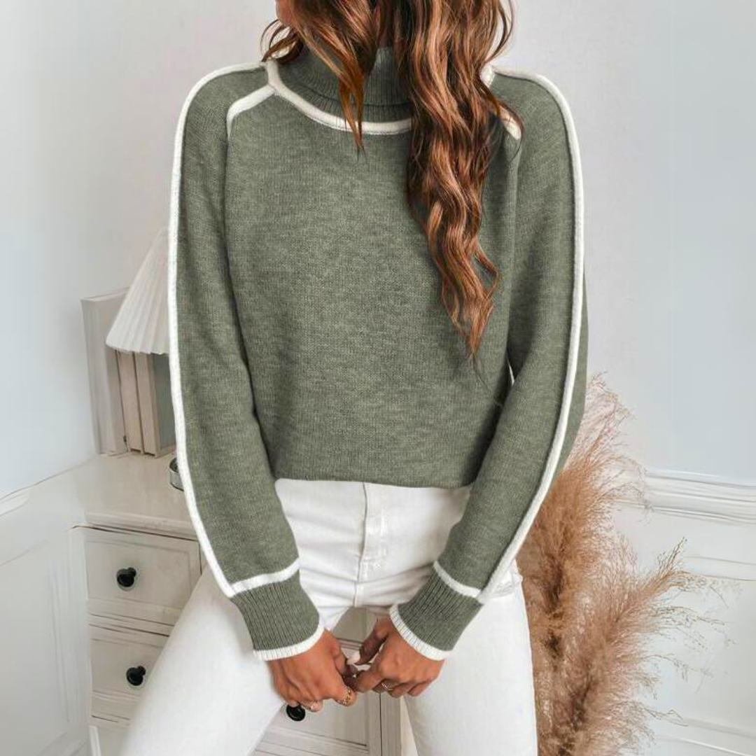 Stylish women's pullover knitwear in a versatile neutral color, essential casual spring sweater