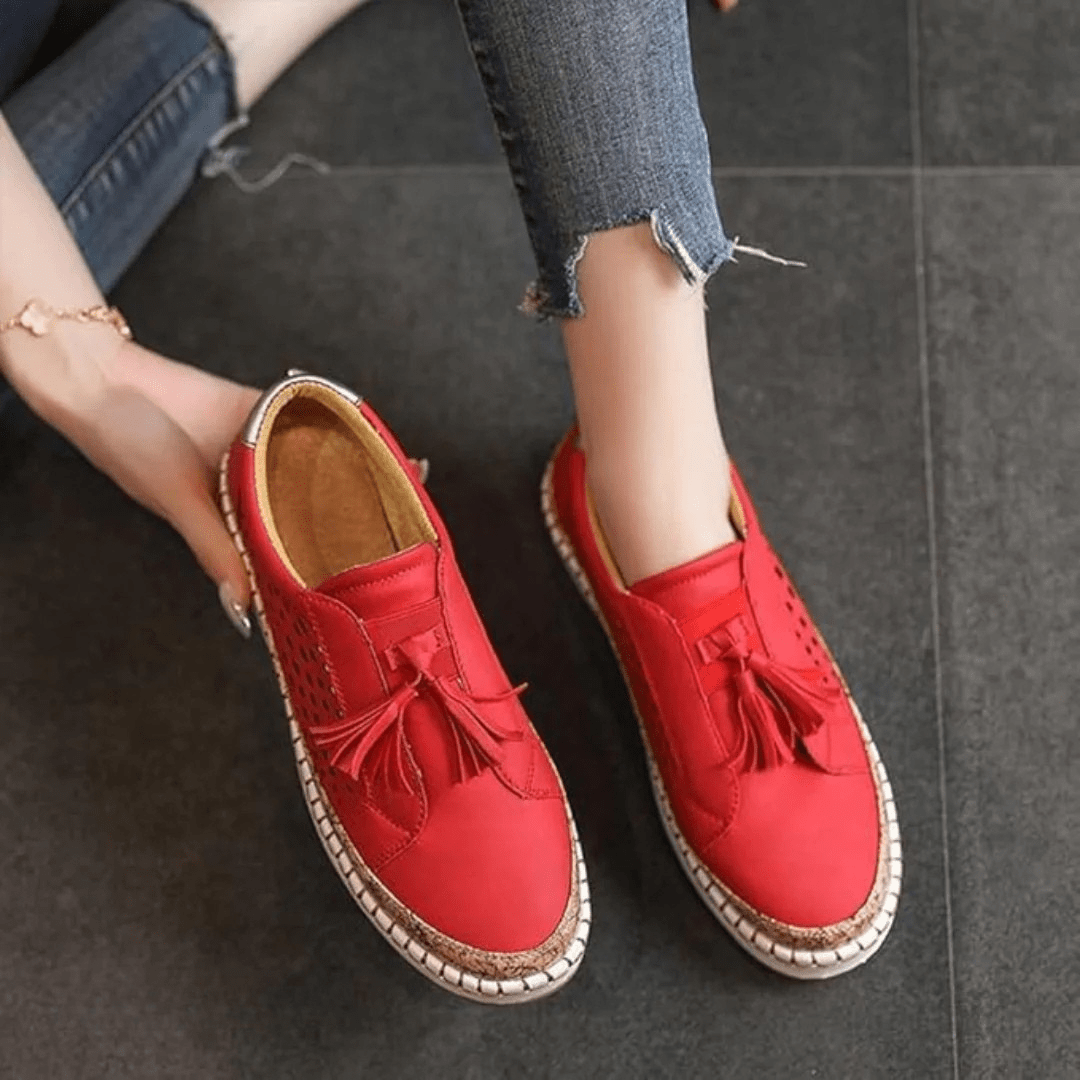Women's flats designed as slip-on loafers, offering comfort for everyday casual footwear.