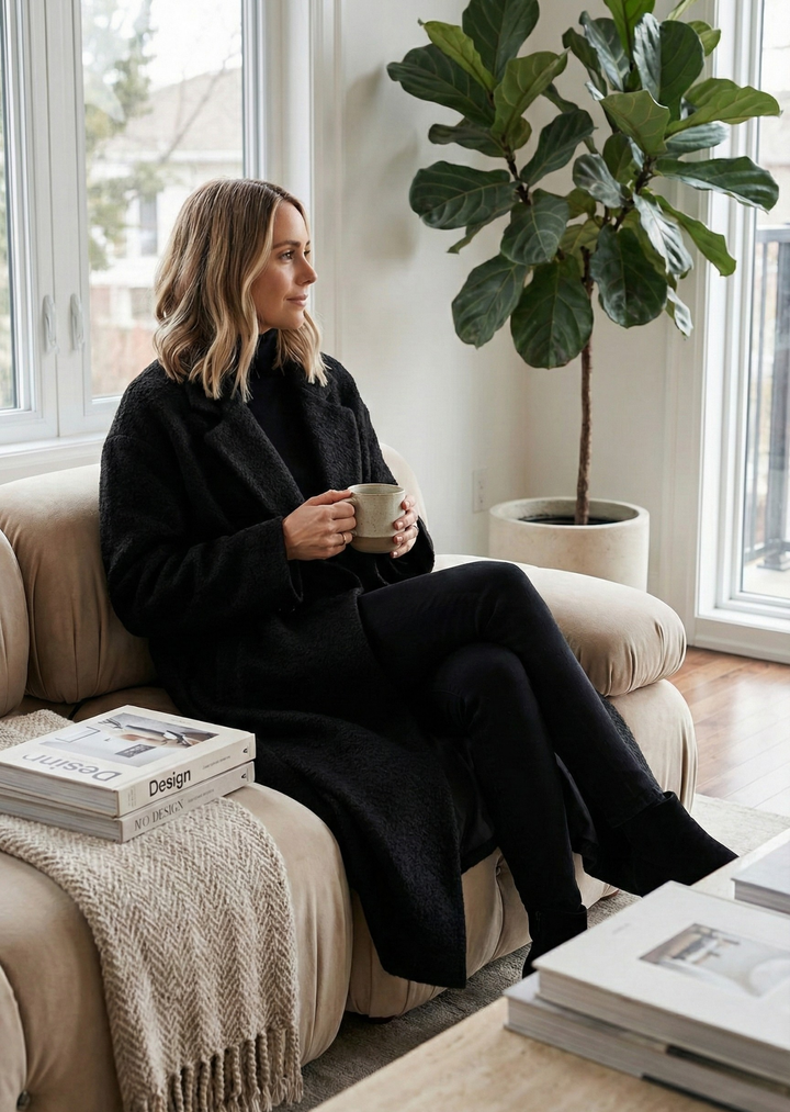 Chic women's oversized maxi coat. Essential winter outerwear for an elegant, warm cold weather look.