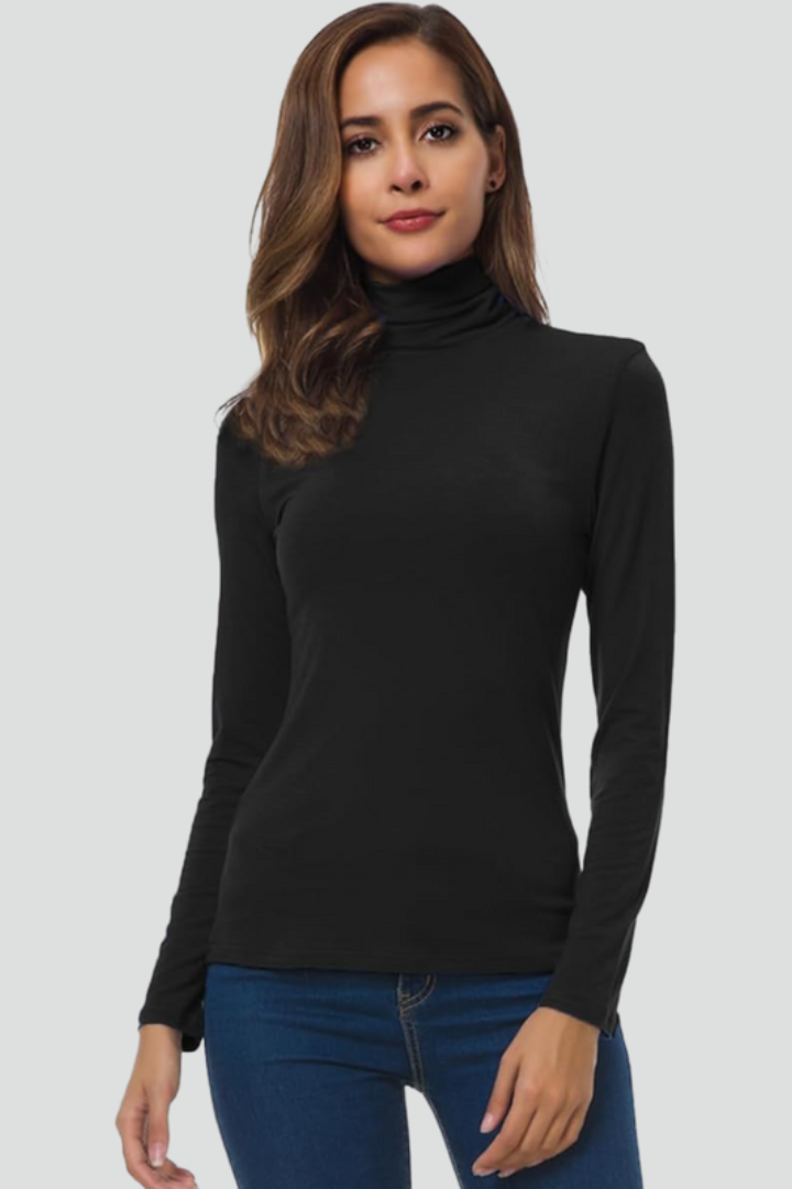 Comfortable women's long sleeve turtleneck, a versatile everyday essential for elegant fashion.