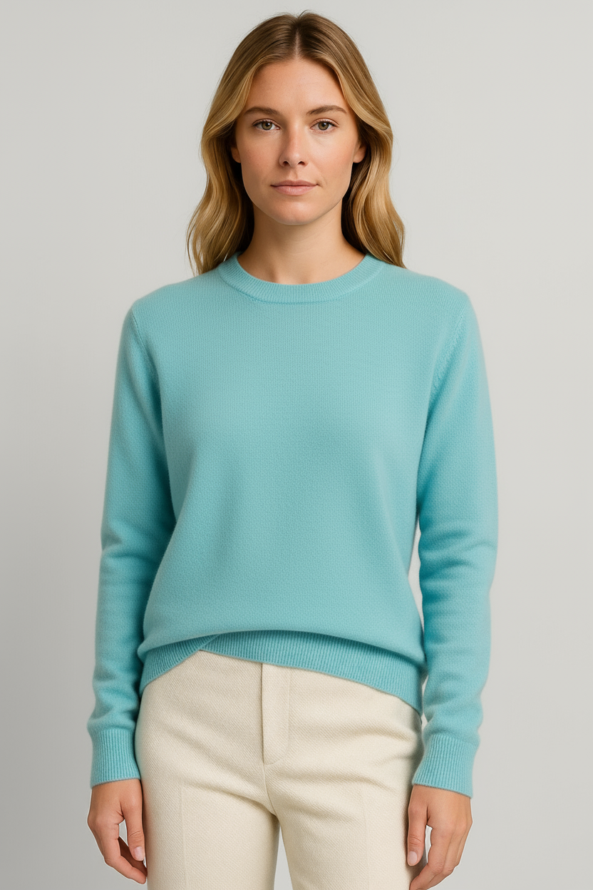 Timeless women's crew neck sweater, a soft knit top for classic and comfortable wear.