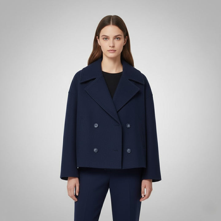 Elegant women's short jacket, featuring a double-button design, suitable for various occasions.