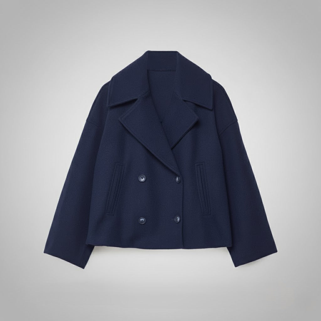 Classic outerwear: a women's double-button short jacket in a chic and timeless style.