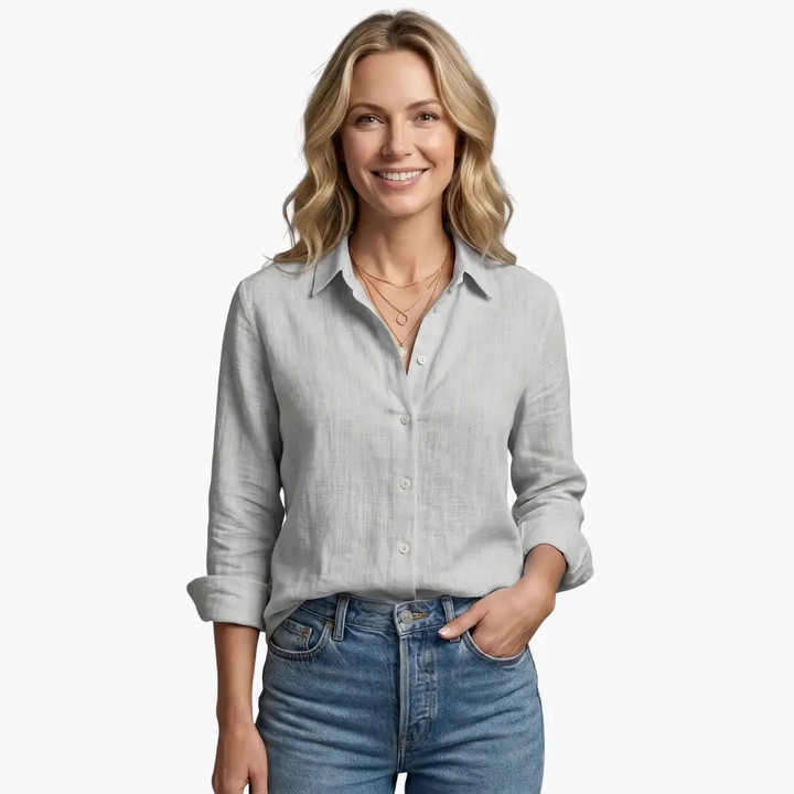 Versatile women's long sleeve floral print shirt, great for elegant office or comfortable casual wear.