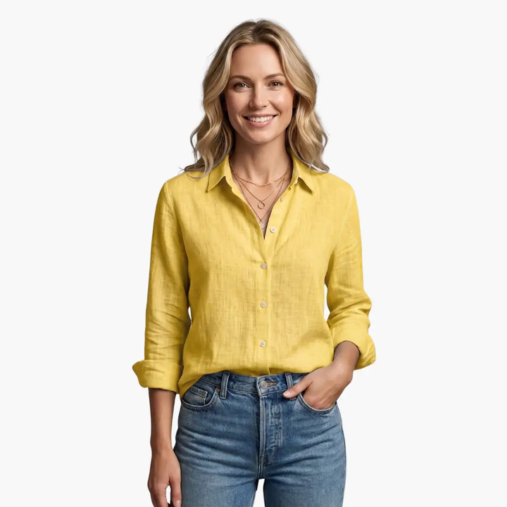 Women's classic floral print long sleeve shirt, an elegant blouse for professional and casual styling.