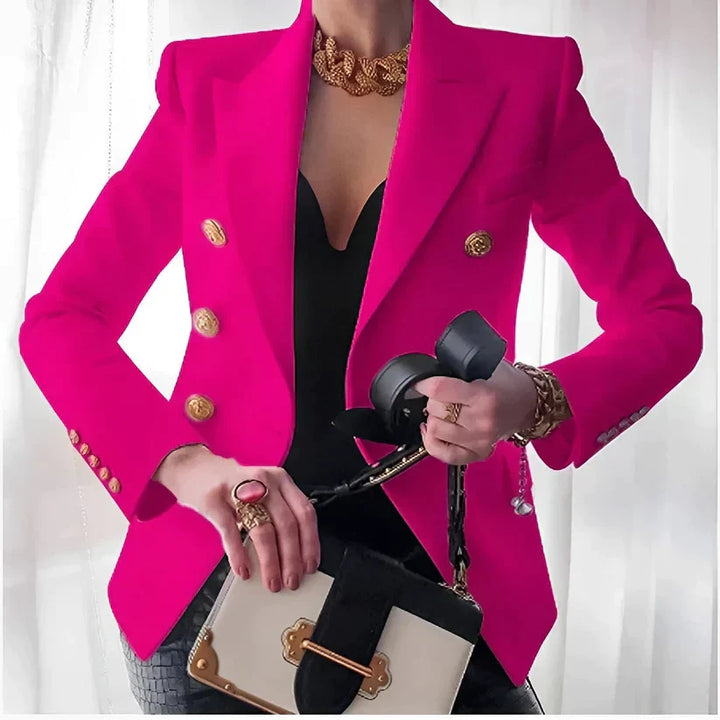 Chic women's tailored jacket, a versatile layering piece with a classic, sophisticated silhouette.
