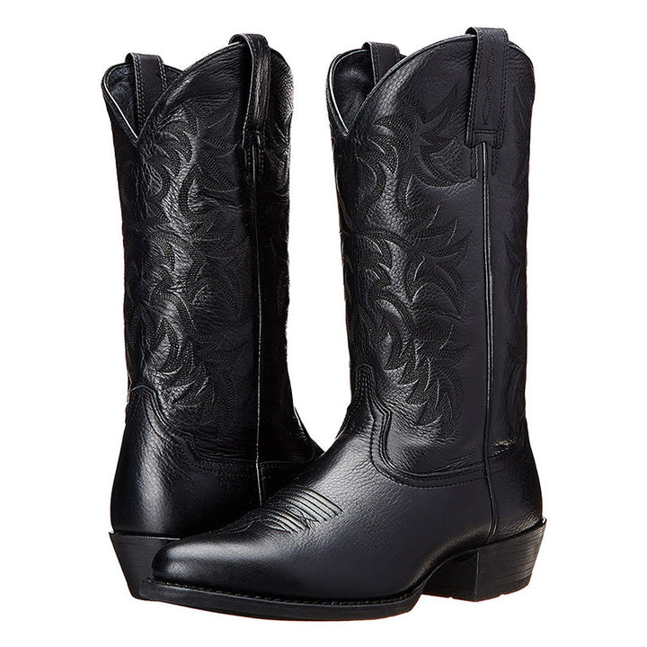 Embroidered cowgirl ankle boots for women, vintage-inspired fashion footwear for casual occasions.
