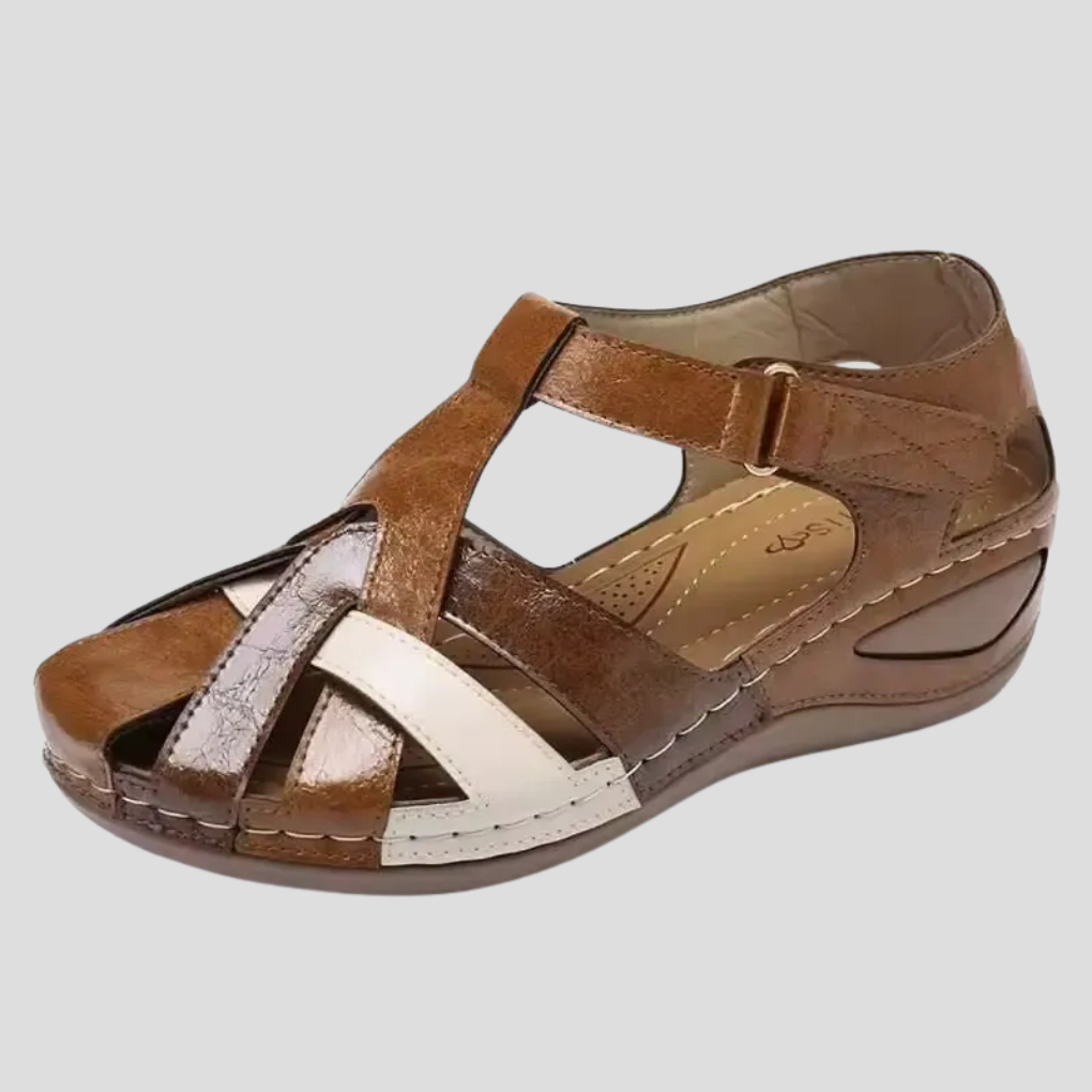 Closed toe colorblock sandals for women, designed for comfort and versatility in spring fashion daily wear.