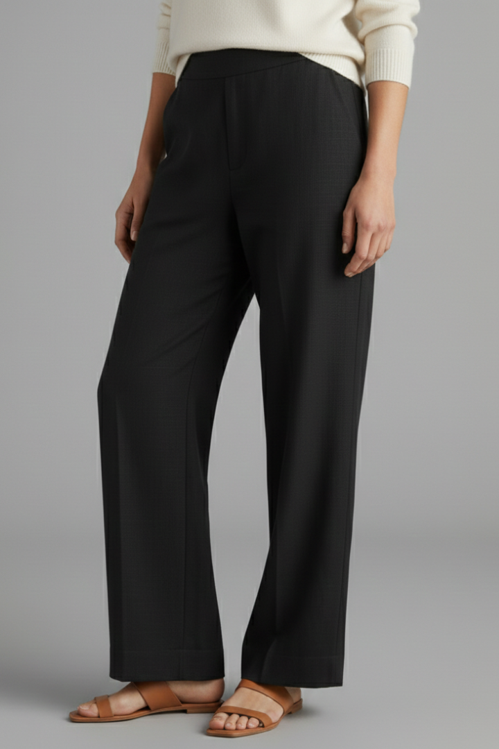 Soft fabric women's comfortable elastic waist trousers, perfect for all-day wear and everyday fashion.