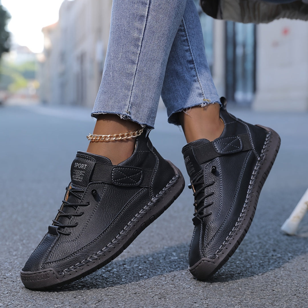 Green women's casual orthopedic sneakers, comfortable & stylish for daily walks & support.