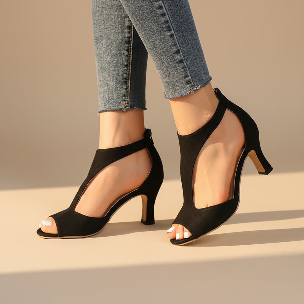 Elegant women's comfortable heels, designed with orthopedic support for prolonged walking and foot comfort.