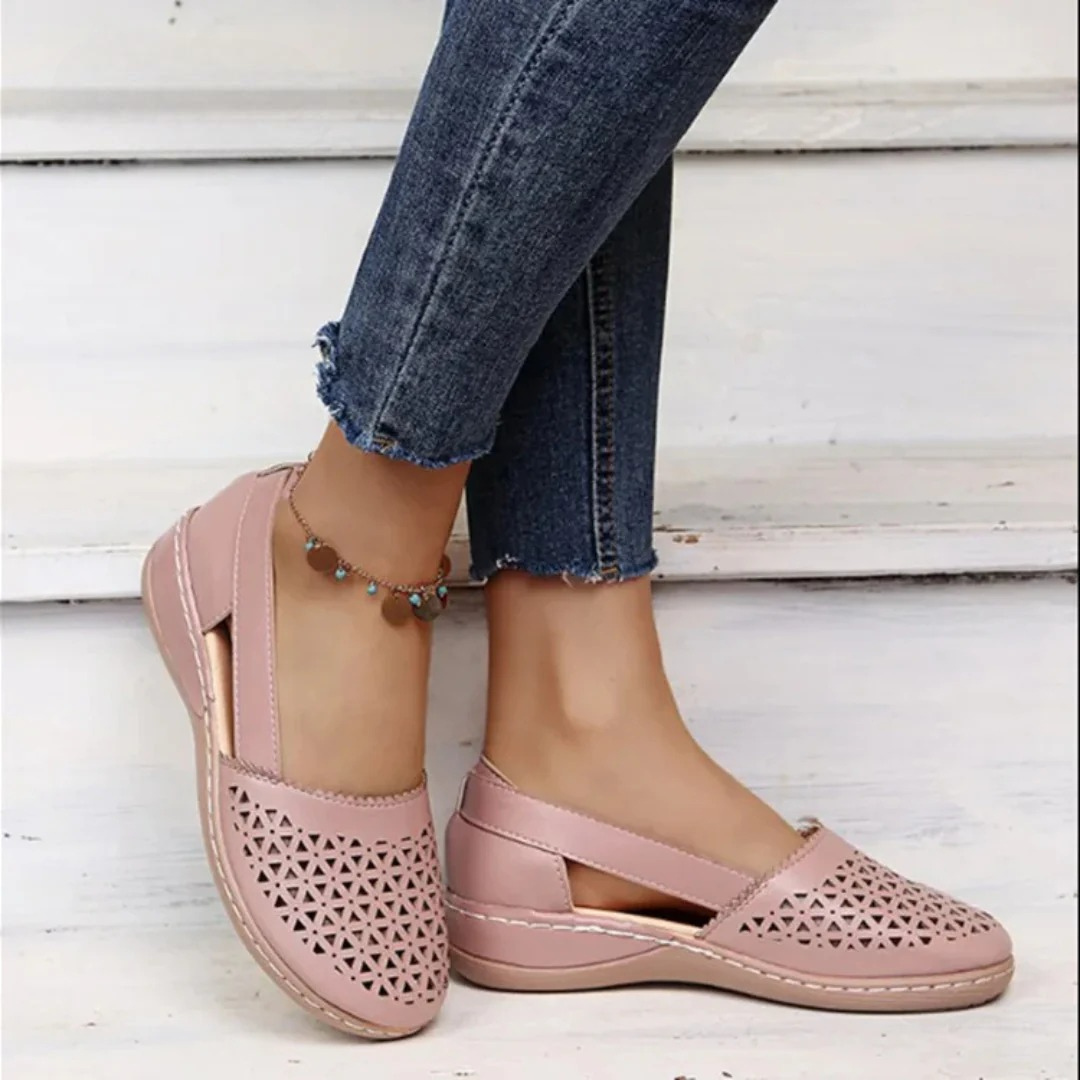 Casual women's slip-on orthopedic flats featuring stylish cutout design and foot support for summer.