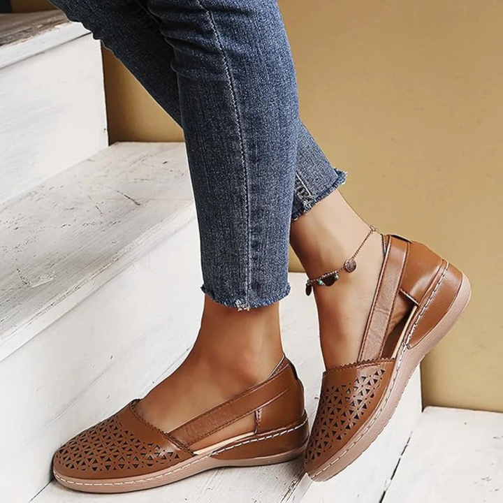 Everyday women's casual flats, slip-on orthopedic shoes providing excellent foot support and comfort.