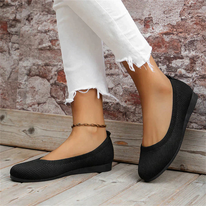 Detail shot of the comfortable sole on women's ballet flats for spring fashion