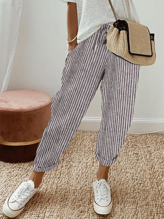 Women's comfy drawstring relaxed summer pants, ideal for warm weather casual comfort and lounging.