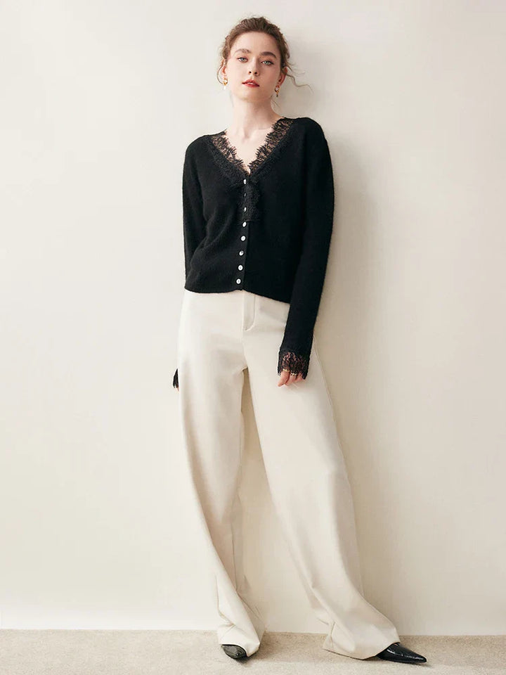 Cortona Lace Cashmere Cardigan in a vibrant hue, a statement women's knitwear piece.