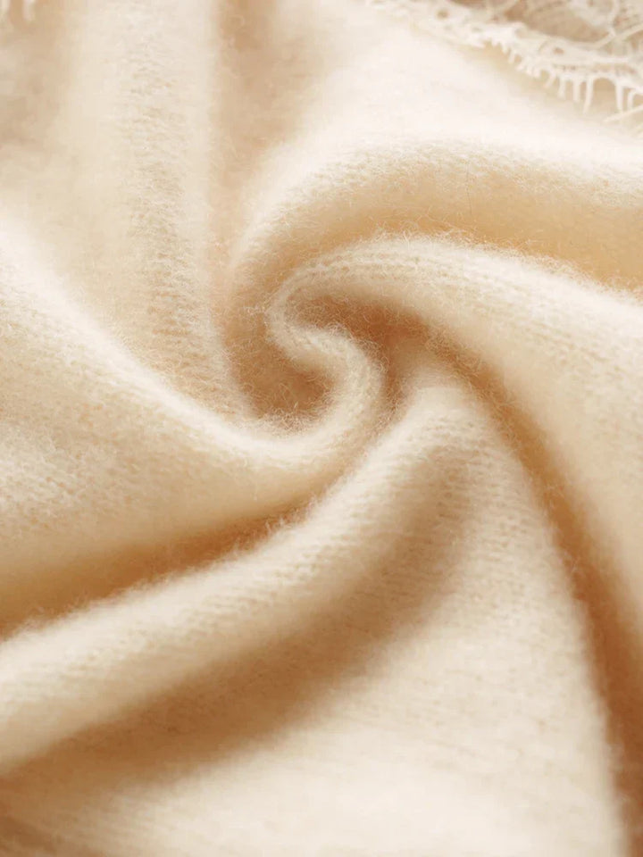 Women's elegant cardigan: Cortona Cashmere with delicate lace details, soft knit.