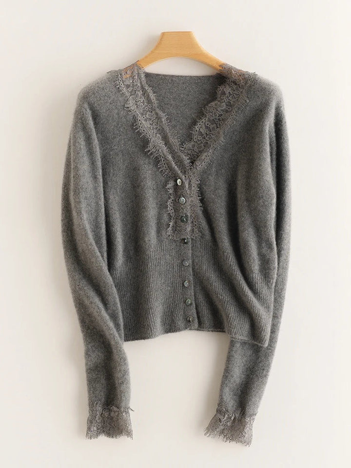Cortona Lace Cashmere Cardigan, perfect for adding an elegant layer to any outfit.