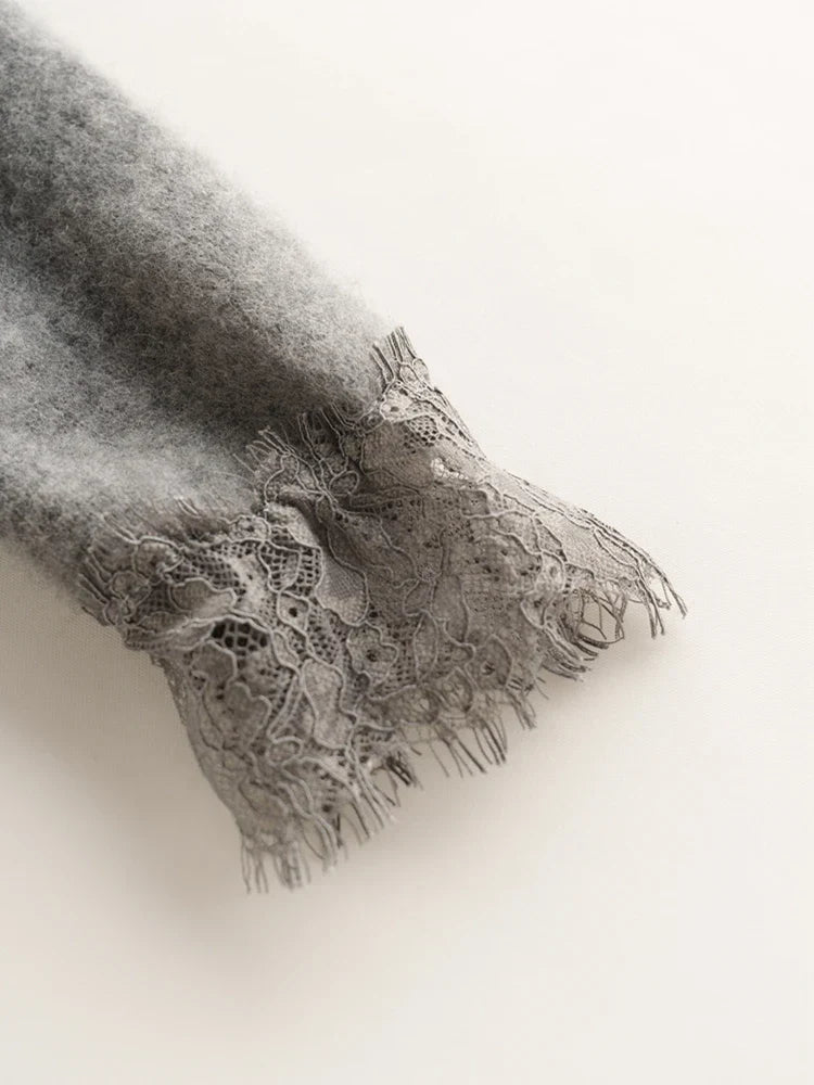 Display of the Women's Cortona Lace Cashmere Cardigan, a premium soft knit.