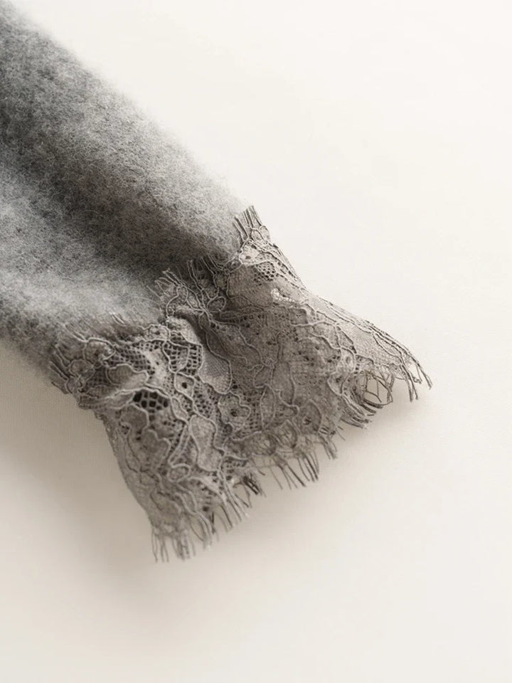 Display of the Women's Cortona Lace Cashmere Cardigan, a premium soft knit.