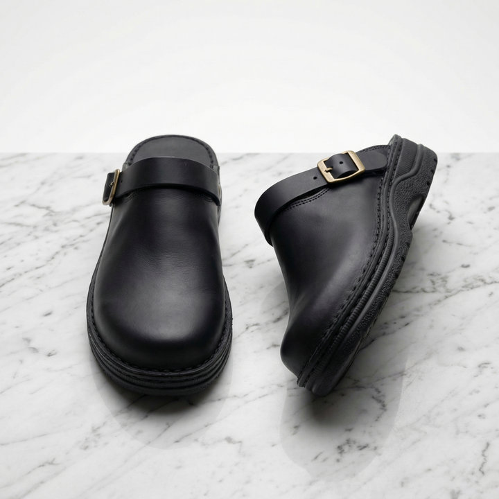 Dark brown women's fashion clogs, slip-on style with ultimate cushioning for comfortable everyday wear.