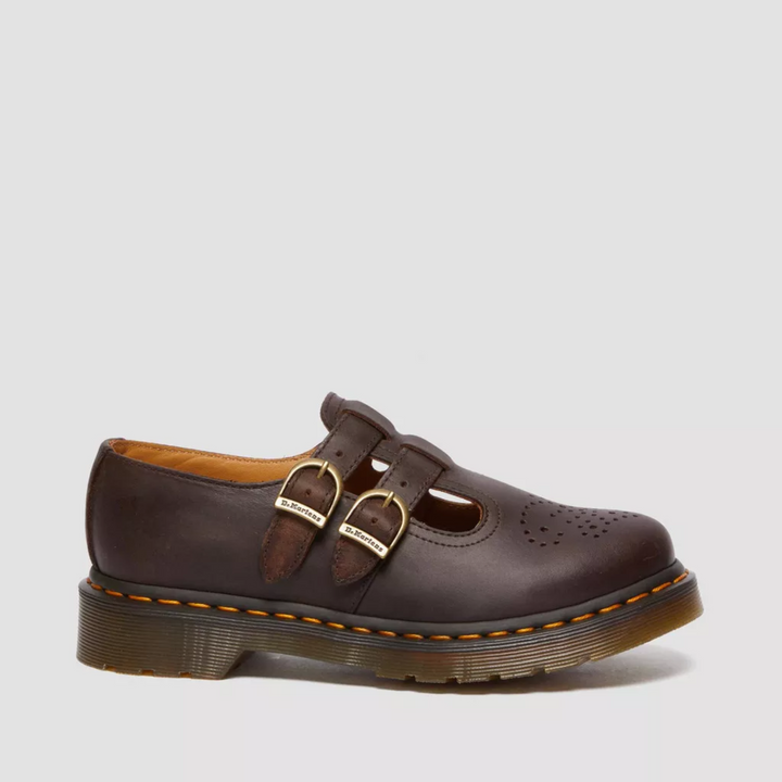 Vintage style women's double buckle Mary Janes, black leather, comfortable and chic for summer.