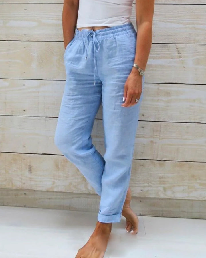 Women's effortless comfort stretchy pants. Lightweight, flexible bottoms for everyday wear.
